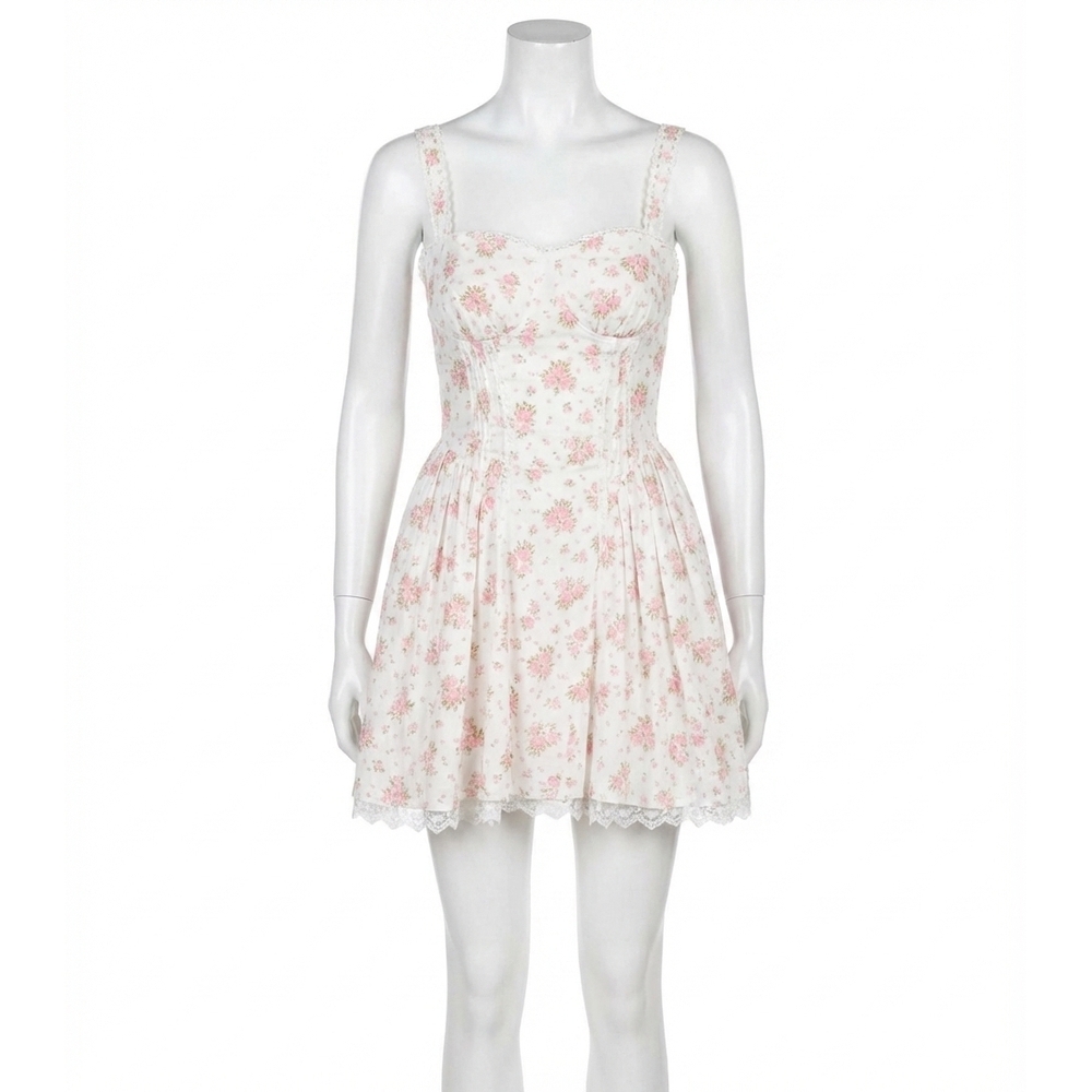 NEW KESTAN lydia floral mini dress in white